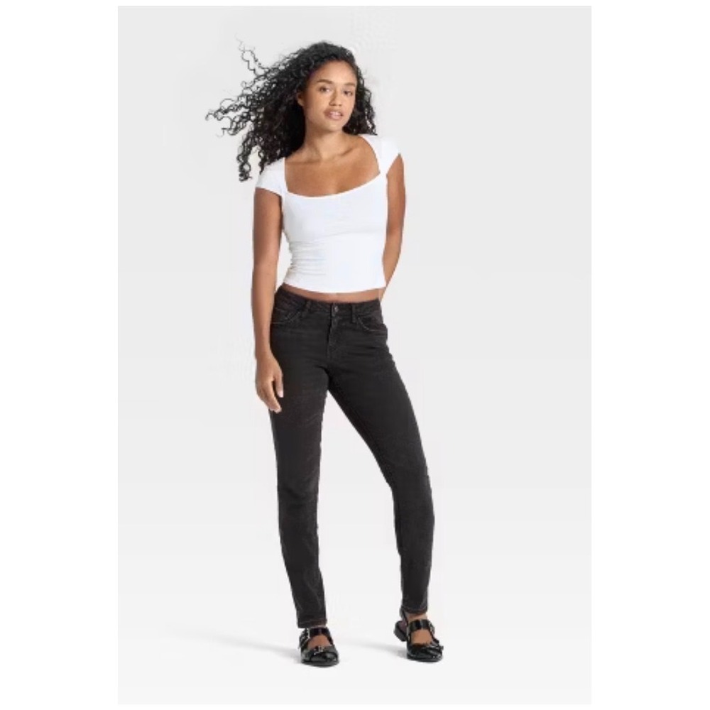 Wild Fable Womens Mid-Rise Curvy Skinny Jeans Black Wash Size 10 32 Inseam NWT